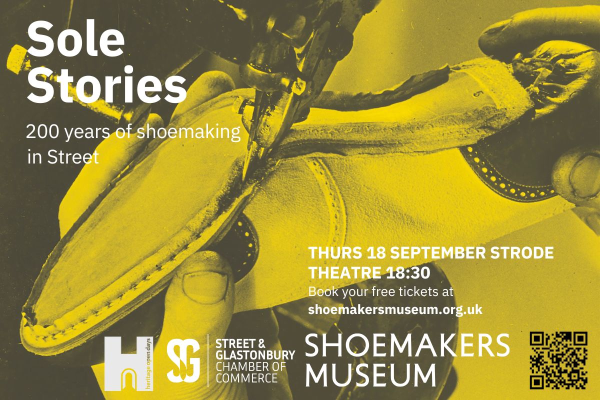 Soul Stories image of a shoemaker with details of the talk at Strode College on Thur 18 September 2025